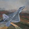 Wild Blue Yonder; a military jet is flying over the San Joaquin Valley. 16 x 20 gallery wrap acrylic painting