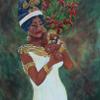 *2 Sweethearts. Original Acrylic Painting, of an East Indian woman holding a small dog. gallery wrap, 36h x 24w -- Part of Ethnic Women Collection